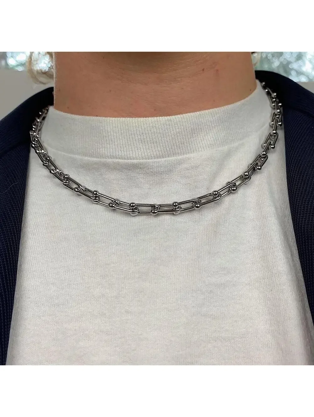 Vintage Y2K atyle U Link Shape Silver Chain. Stainless steel high quality! 20